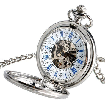 Automatic Half Hunter Pocket Watch - Silver Sun