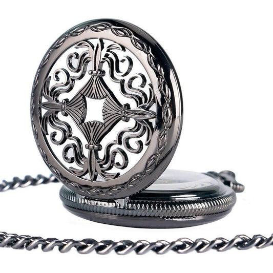 Black Automatic Half Hunter Pocket Watch - Gothic II - Pocket Watch Net