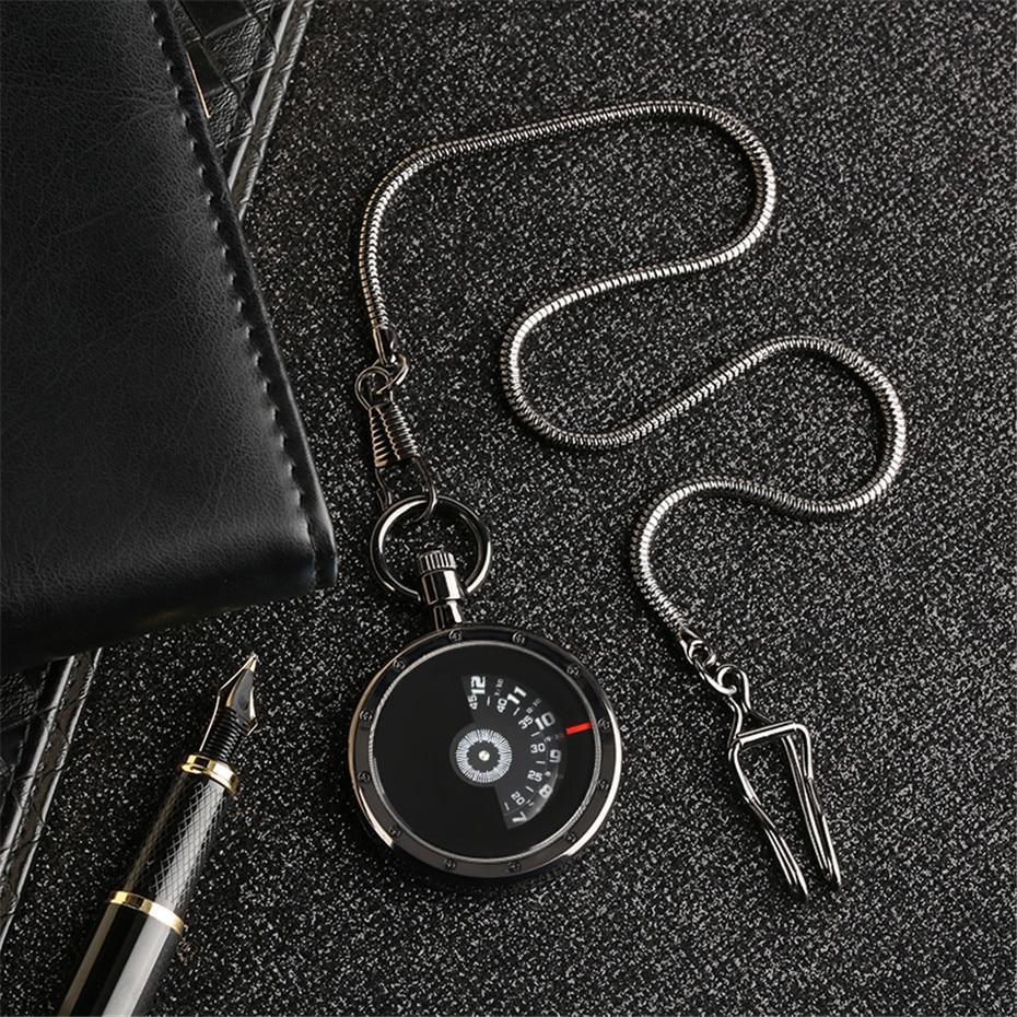 Black Modern Open Face Pocket Watch - Time Capsule - Pocket Watch Net