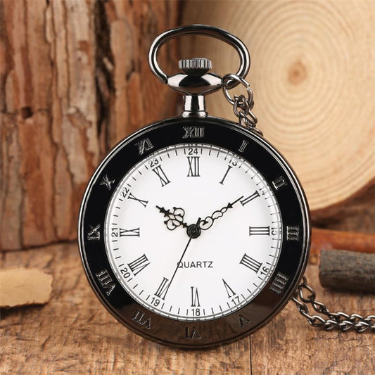 Black Open Face Vintage Pocket Watch - Casanova - Pocket Watch Net