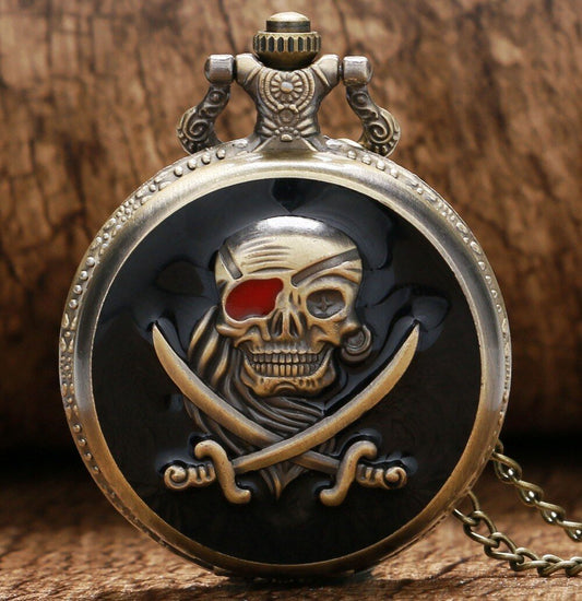 Black Quartz Full Hunter Pocket Watch - Piracy - Pocket Watch Net