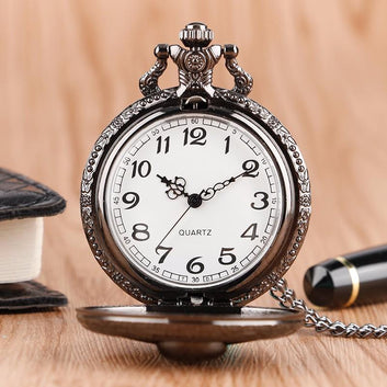 Black Steampunk Quartz Full Hunter Pocket Watch - Skull Star - Pocket Watch Net