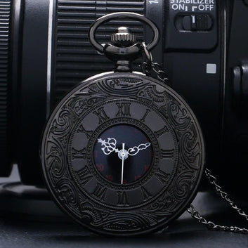 Black Vintage Half Hunter Pocket Watch - Classy Charm - Pocket Watch Net