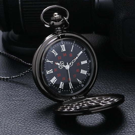 Black Vintage Half Hunter Pocket Watch - Classy Charm