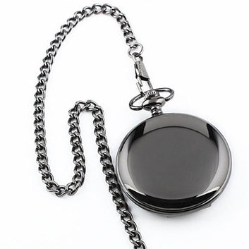 Black Vintage Quartz Full Hunter Pocket Watch - Flat Black