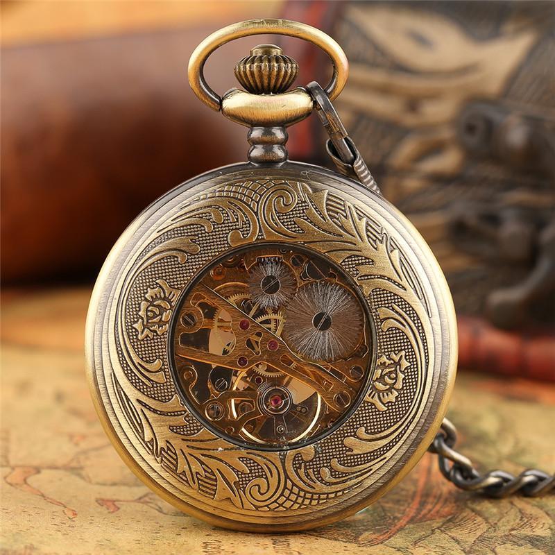 Bronze Half Hunter Mechanical Pocket Watch- Gloria - Pocket Watch Net