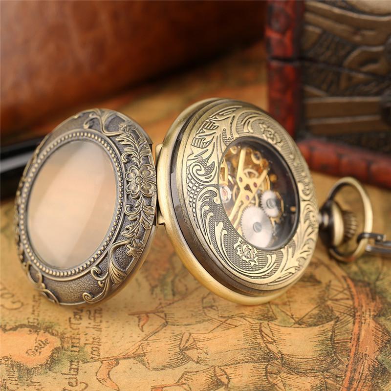 Bronze Half Hunter Mechanical Pocket Watch- Gloria - Pocket Watch Net