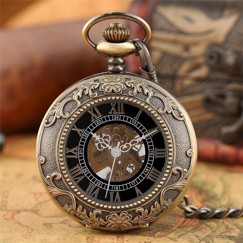 Bronze Half Hunter Mechanical Pocket Watch- Gloria