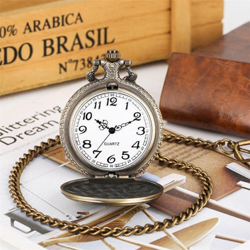 Bronze Quartz Full Hunter Pocket Watch - Grizzly