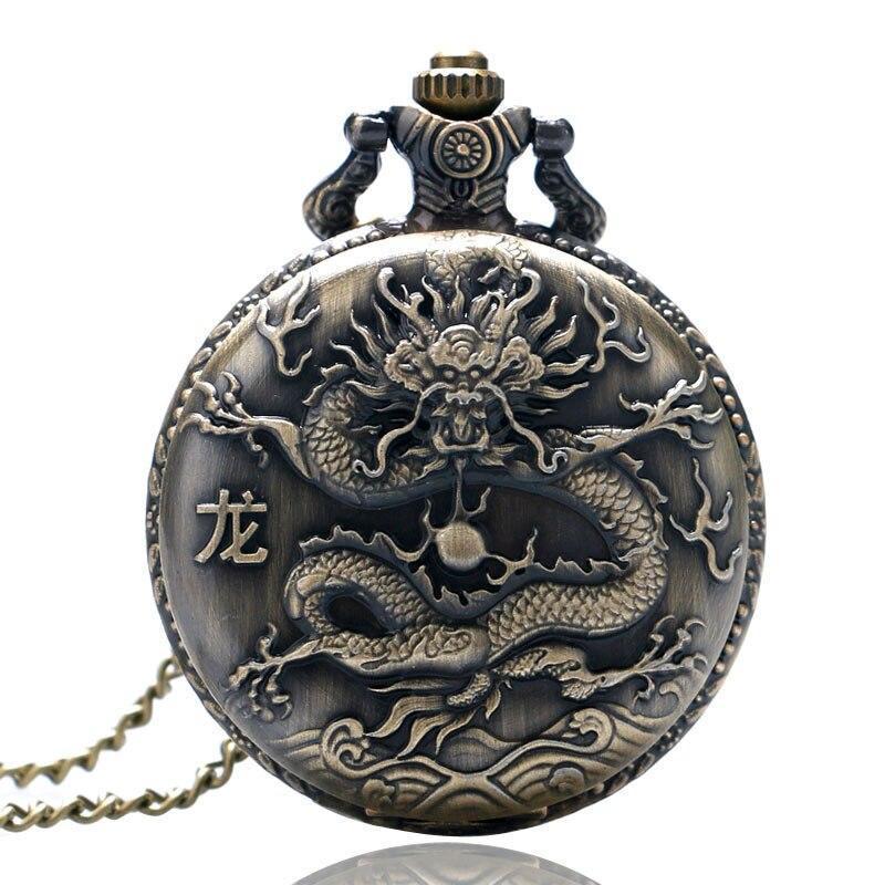 Bronze Quartz Full Hunter Pocket Watch - Original Dragon - Pocket Watch Net