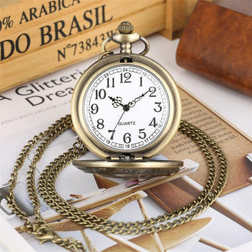 Bronze Quartz Full Hunter Pocket Watch - Statue of Liberty - Pocket Watch Net