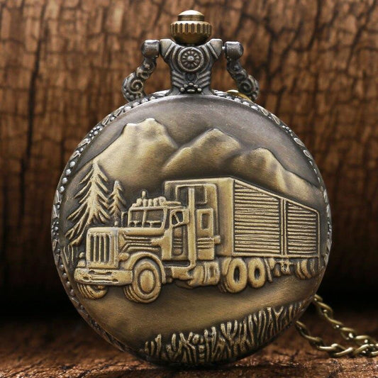 Bronze Quartz Full Hunter Pocket Watch - Trucker - Pocket Watch Net