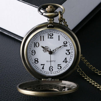 Bronze Quartz Half Hunter Pocket Watch - Alice's Rabbit