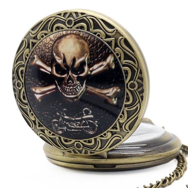 Bronze Steampunk Quart Full Hunter Pocket Watch - Murder & Skully - Pocket Watch Net