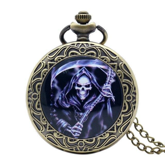 Bronze Steampunk Quart Full Hunter Pocket Watch - Murder & Skully - Pocket Watch Net