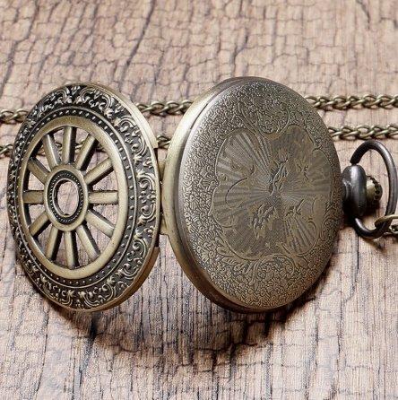 Bronze Steampunk Quartz Full Hunter Pocket Watch - Secrets - Pocket Watch Net