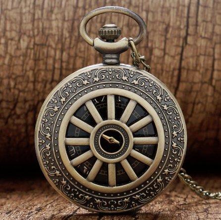 Bronze Steampunk Quartz Full Hunter Pocket Watch - Secrets - Pocket Watch Net