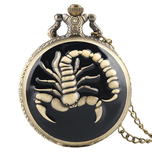 Bronze Steampunk Quartz Full Hunter Pocket Watch - Skorp - Pocket Watch Net