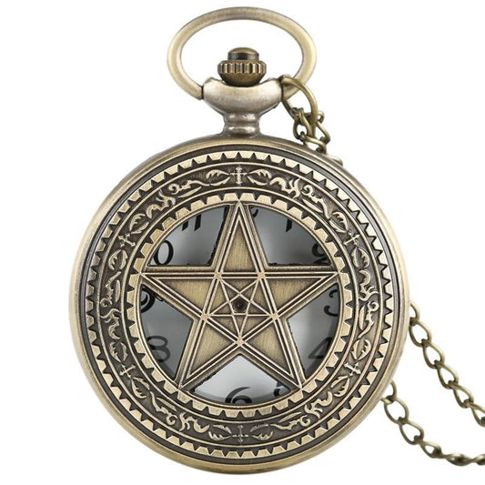 Bronze Steampunk Quartz Pocket Watch - Pentacle