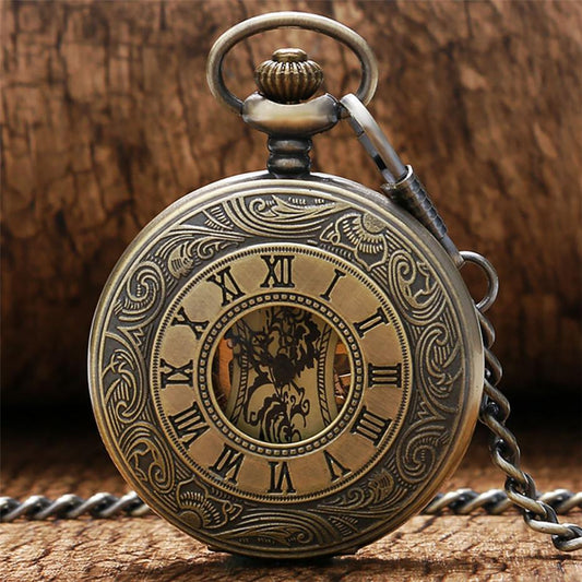 Bronze vintage Half Hunter Mechanical Pocket Watch - Mecha Peaky