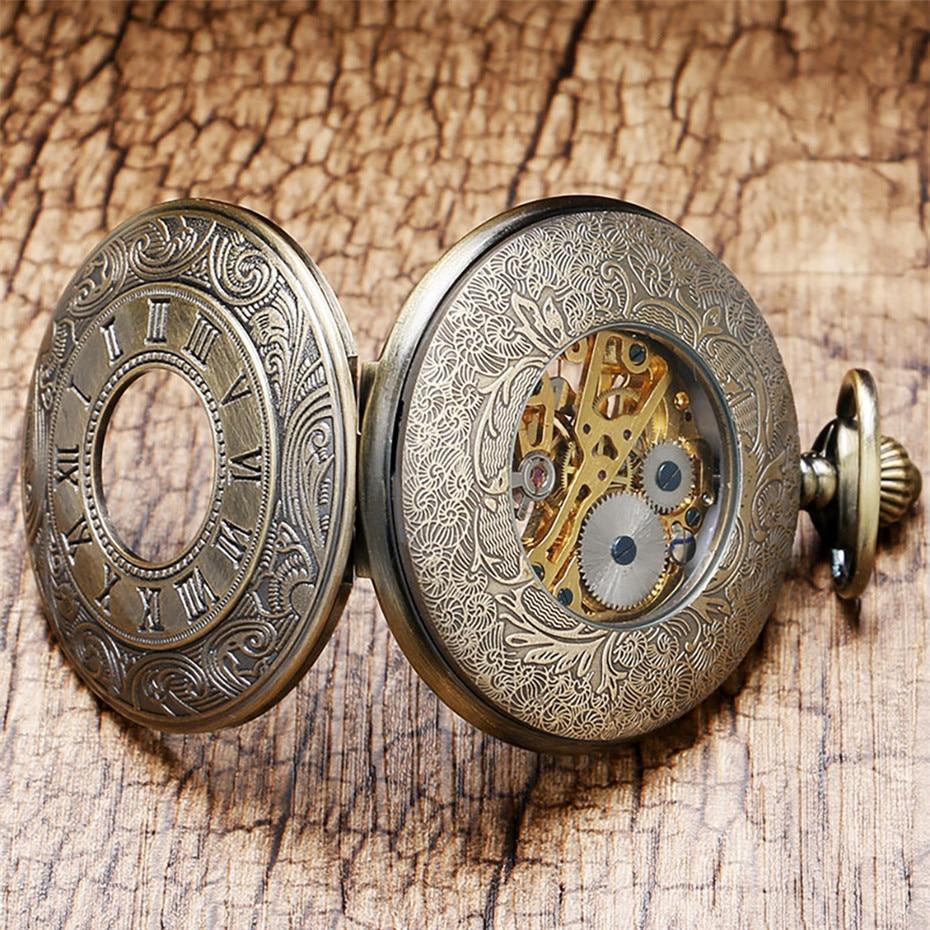 Bronze vintage Half Hunter Mechanical Pocket Watch - Mecha Peaky - Pocket Watch Net