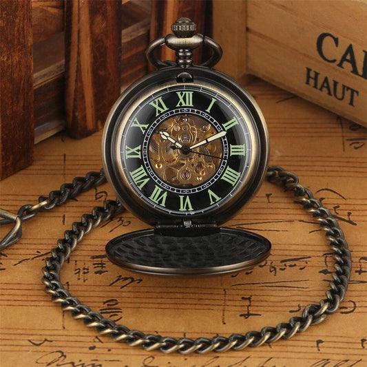 Bronze Automatic Full Hunter Pocket Watch - Polished Lining