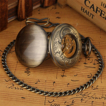 Copper Automatic Full Hunter Pocket Watch - Copper Lining - Pocket Watch Net