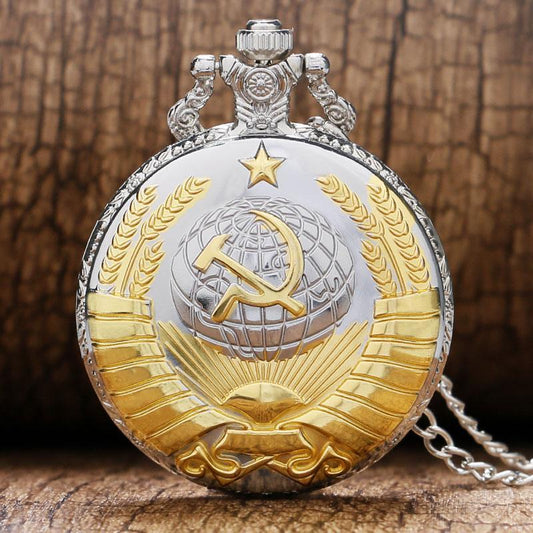 Gold and Silver Quartz Full Hunter Pocket Watch  - Soviet Kross