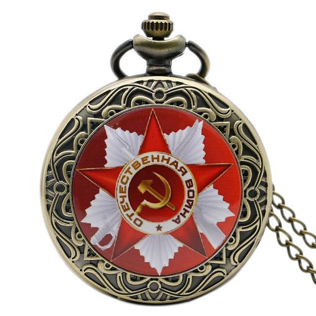 Gold and Silver Quartz Full Hunter Pocket Watch  - Soviet Kross - Pocket Watch Net