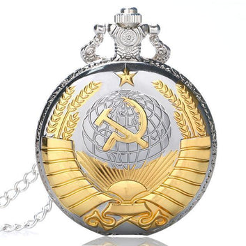 Gold and Silver Quartz Full Hunter Pocket Watch  - Soviet Kross