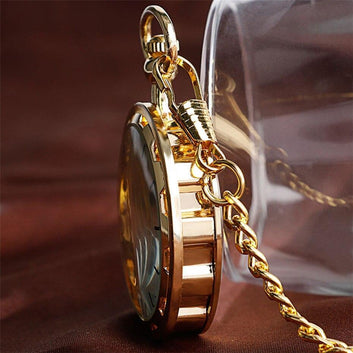 Gold Mechanical Skeleton Pocket Watch - Belphegor