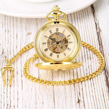 Gold Mechanical Vintage Pocket Watch - Golden Wings