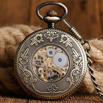 Mechanical Full Hunter Pocket Watch - Wooded Nature - Pocket Watch Net