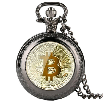 Modern Quartz Full Hunter Pocket Watch - Bitcoin