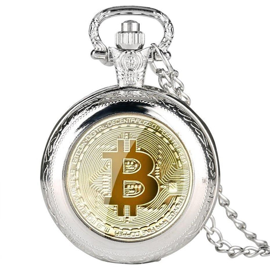 Modern Quartz Full Hunter Pocket Watch - Bitcoin