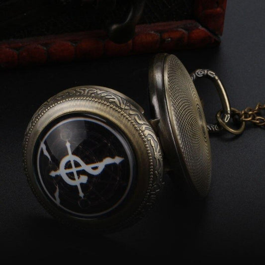 Modern Quartz Full Hunter Pocket Watch - Caduceus - Pocket Watch Net