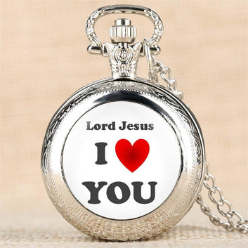 Modern Quartz Full Hunter Pocket Watch - Jesus Love - Pocket Watch Net