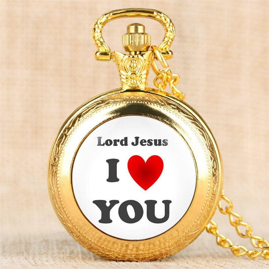 Modern Quartz Full Hunter Pocket Watch - Jesus Love - Pocket Watch Net
