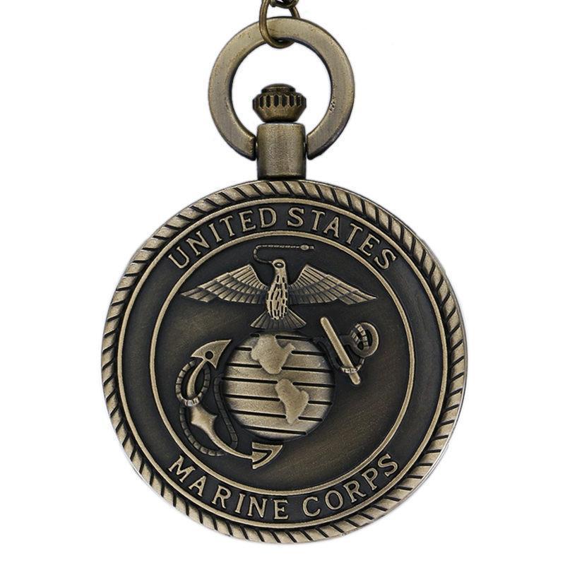Modern Quartz Full Hunter Pocket Watch - Us Marines - Pocket Watch Net