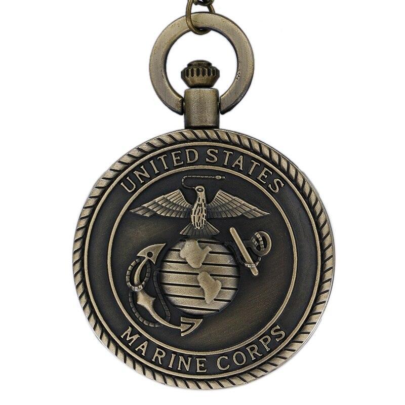 Modern Quartz Full Hunter Pocket Watch - Us Marines - Pocket Watch Net