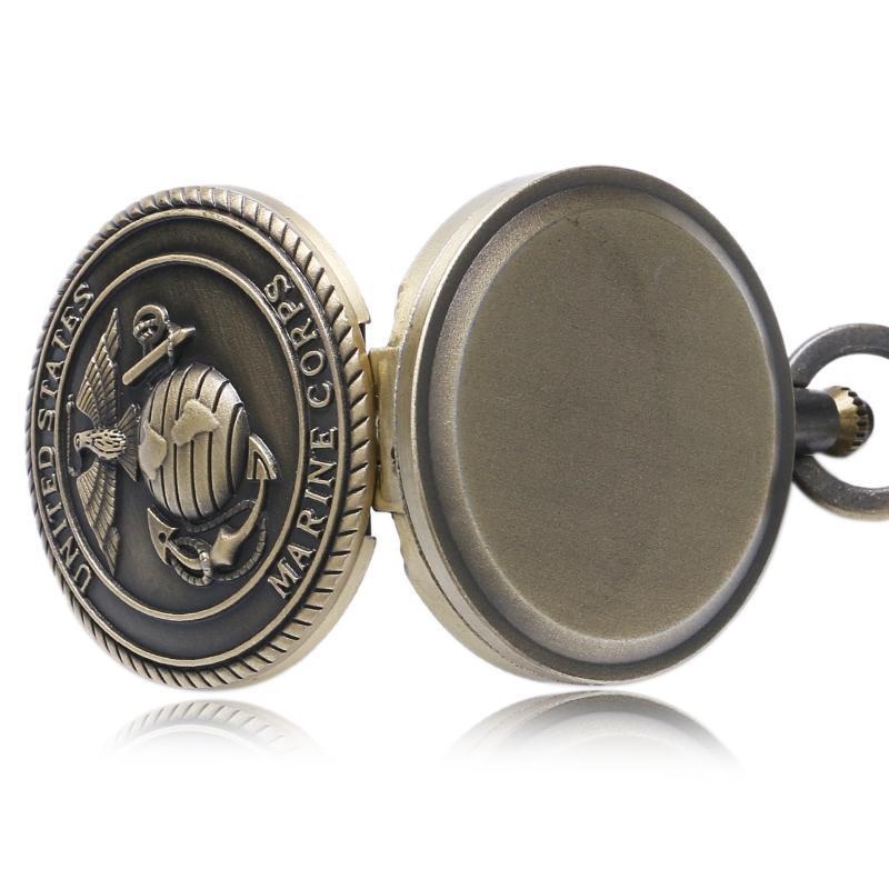 Modern Quartz Full Hunter Pocket Watch - Us Marines - Pocket Watch Net