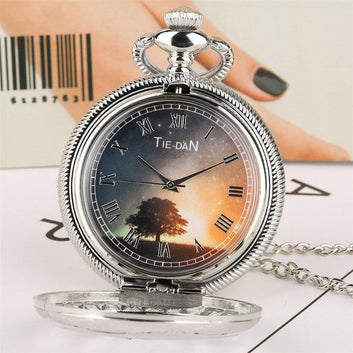 Modern Quartz Half Hunter Pocket Watch - Tree Of Life