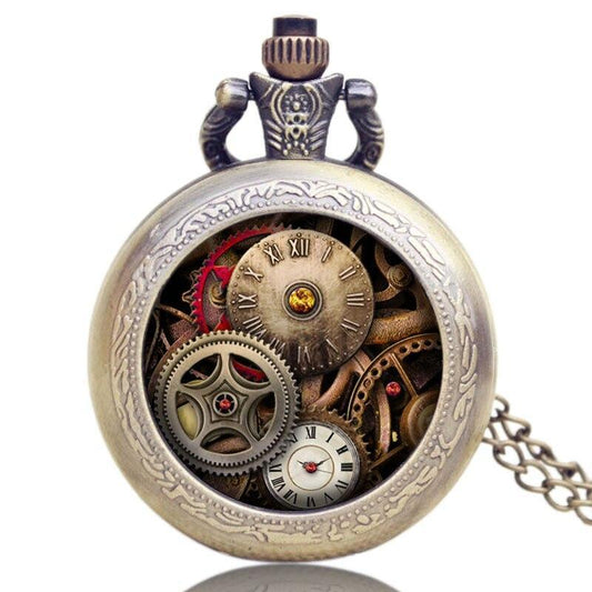Modern Steampunk Quartz Full Hunter Pocket Watch - Gearpunk - Pocket Watch Net