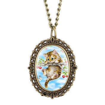 Pendant Watch - Kitten Garden