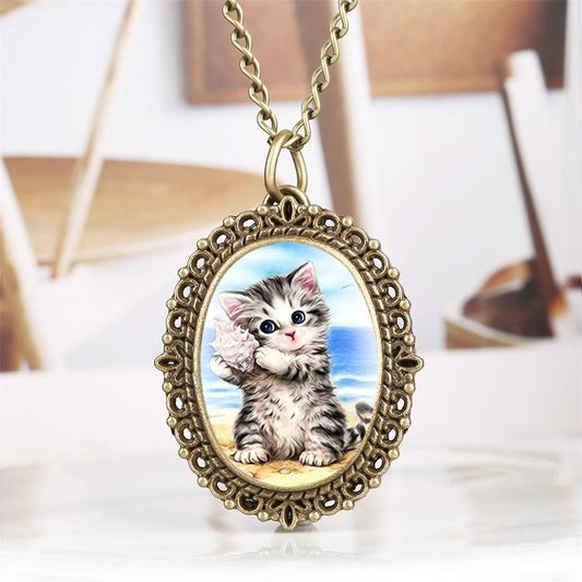 Pendant Watch - Kitten Garden