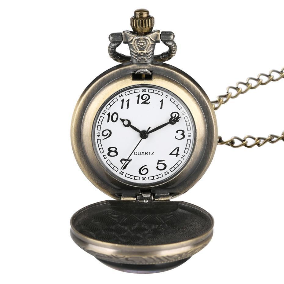 Quartz Full Hunter Pocket Watch - Phosphoric Eagle - Pocket Watch Net
