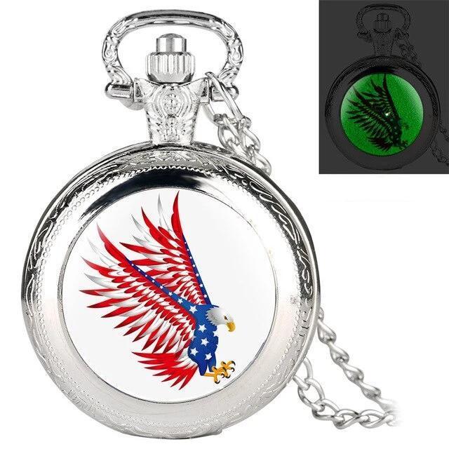 Quartz Full Hunter Pocket Watch - Phosphoric Eagle - Pocket Watch Net