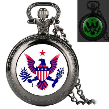 Quartz Full Hunter Pocket Watch - Phosphoric Eagle - Pocket Watch Net