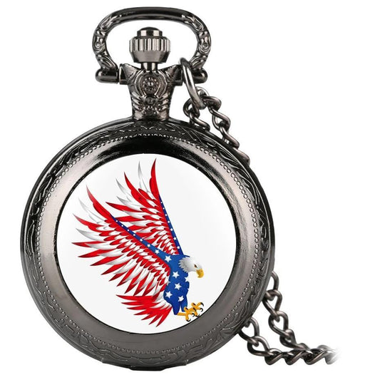 Quartz Full Hunter Pocket Watch - Phosphoric Eagle - Pocket Watch Net