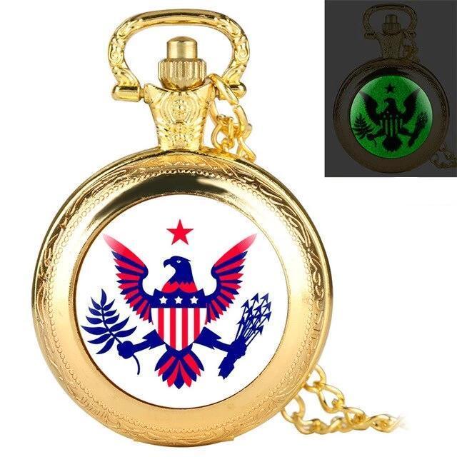 Quartz Full Hunter Pocket Watch - Phosphoric Eagle - Pocket Watch Net